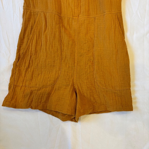 Jetty Women’s Mustard Yellow Sleeveless Romper XS – Pockets, Back Zipper, Casual - Picture 4 of 8